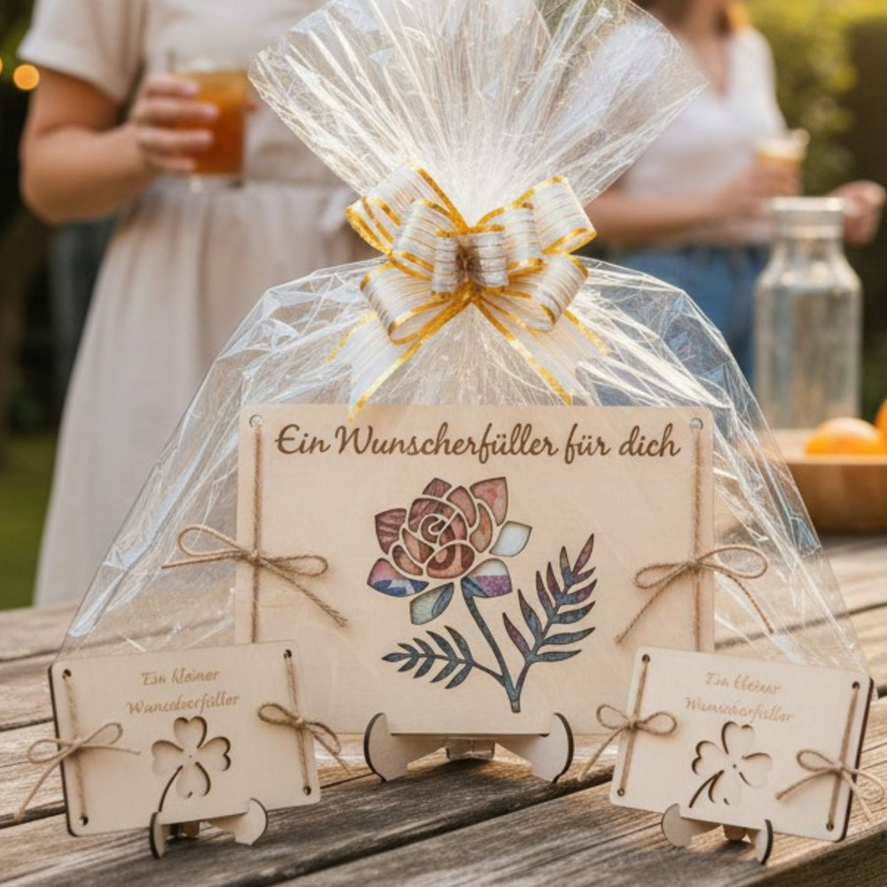 Geldgeschenk – Wunscherfüller Rose aus Holz