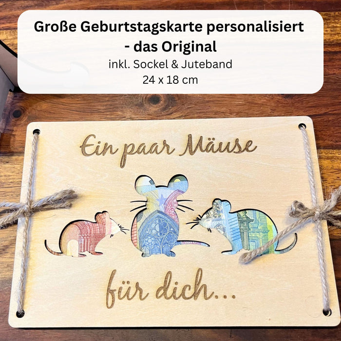 Geldgeschenk lustig „Ein paar Mäuse für dich" – Holzkarte originell