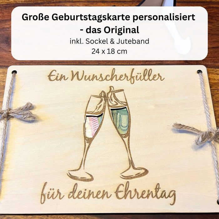 Geldgeschenk – Wunscherfüller mit Sektgläsern aus Holz