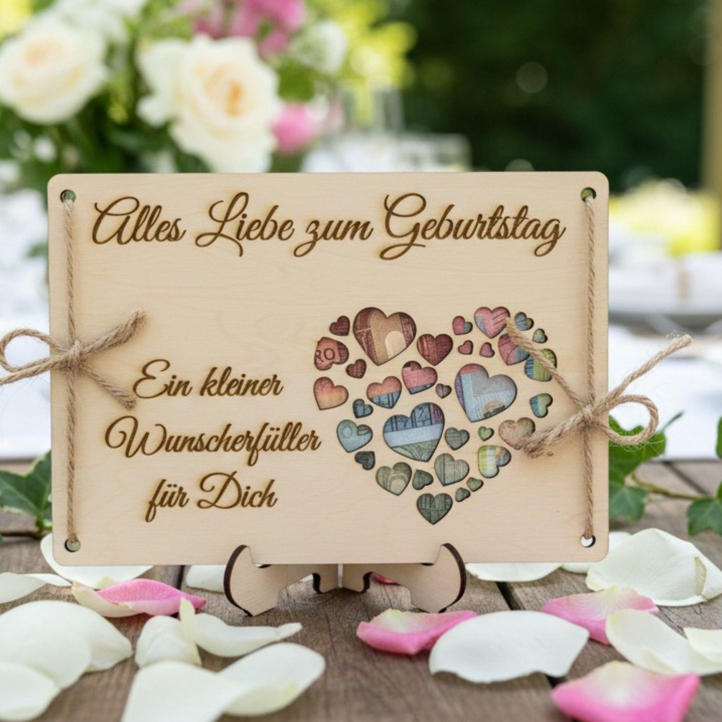 Geldgeschenk Geburtstag – „Alles Liebe“ Karte aus Holz mit Herz
