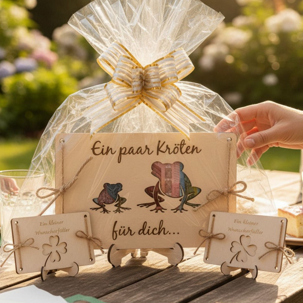 Geldgeschenk lustig „Ein paar Kröten für dich" – Holzkarte originell