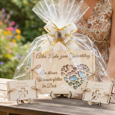 Geldgeschenk Geburtstag personalisiert – Holzkarte mit Herz „Alles Liebe"
