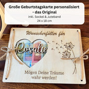 Geldgeschenk Wunscherfüller - Pusteblume aus Holz mit Name
