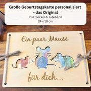 Geldgeschenk lustig „Ein paar Mäuse für dich" – Holzkarte originell