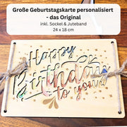 Geldgeschenk Geburtstag – Happy-Birthday-Holzkarte personalisiert