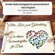 Geldgeschenk Geburtstag personalisiert – Holzkarte mit Herz „Alles Liebe"