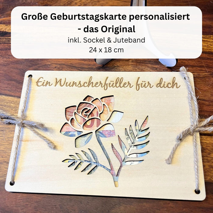 Geldgeschenk – Wunscherfüller Rose aus Holz