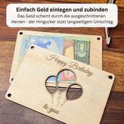 Geldgeschenk Geburtstag personalisiert – Ballon-Holzkarte mit Namen
