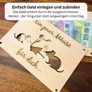 Geldgeschenk lustig „Ein paar Mäuse für dich" – Holzkarte originell