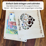 Geldgeschenk – Wunscherfüller „Von Herzen“ aus Holz