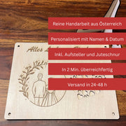 Geldgeschenk Hochzeit personalisiert – Holzkarte Brautpaar mit Namen & Datum