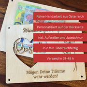 Geldgeschenk Wunscherfüller - Pusteblume aus Holz mit Name