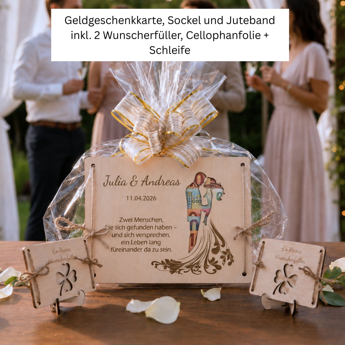 Geldgeschenk Zwei Menschen — personalisierte Hochzeitskarte in 3 Varianten