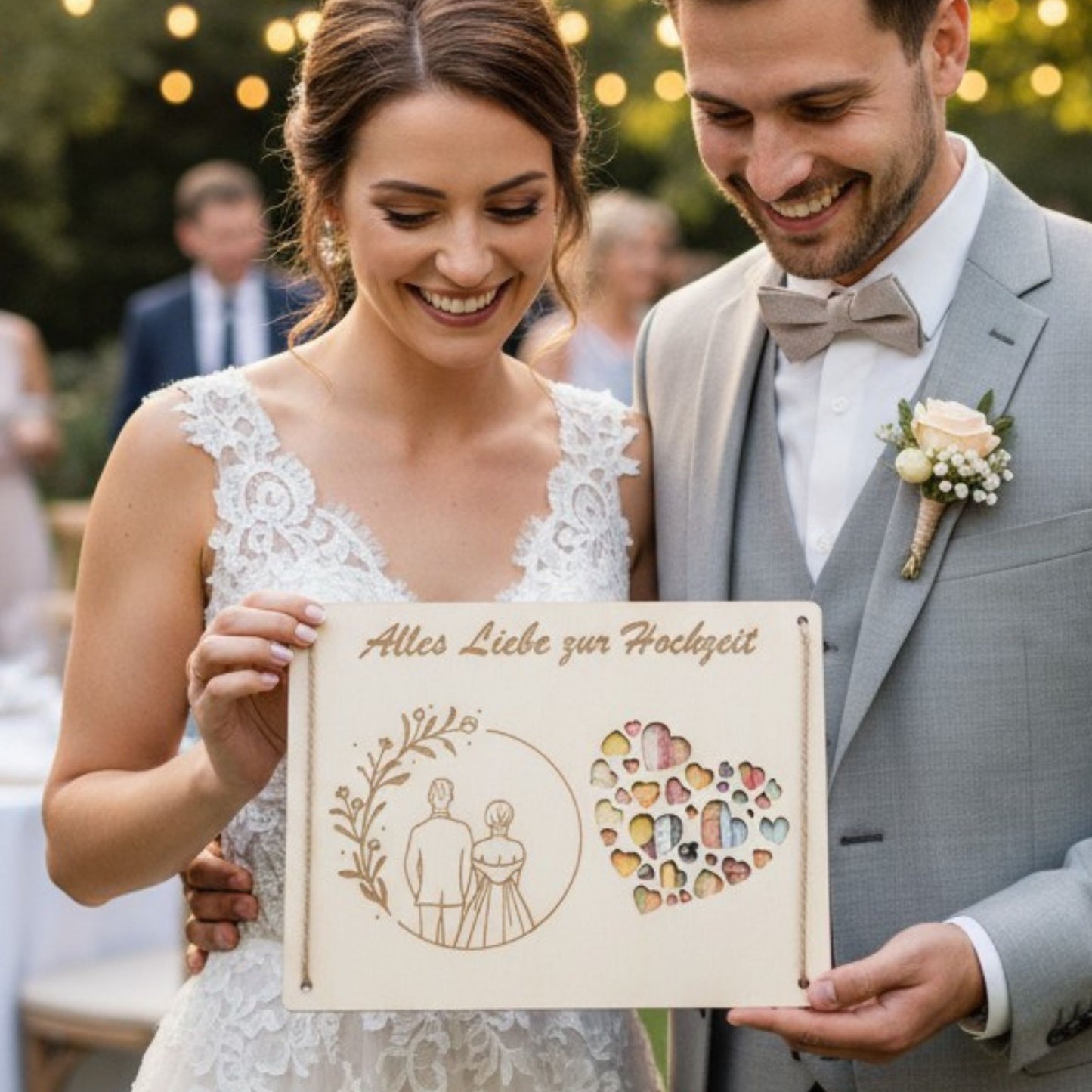 Geldgeschenk Brautpaar – Hochzeitskarte aus Holz in 3 Varianten