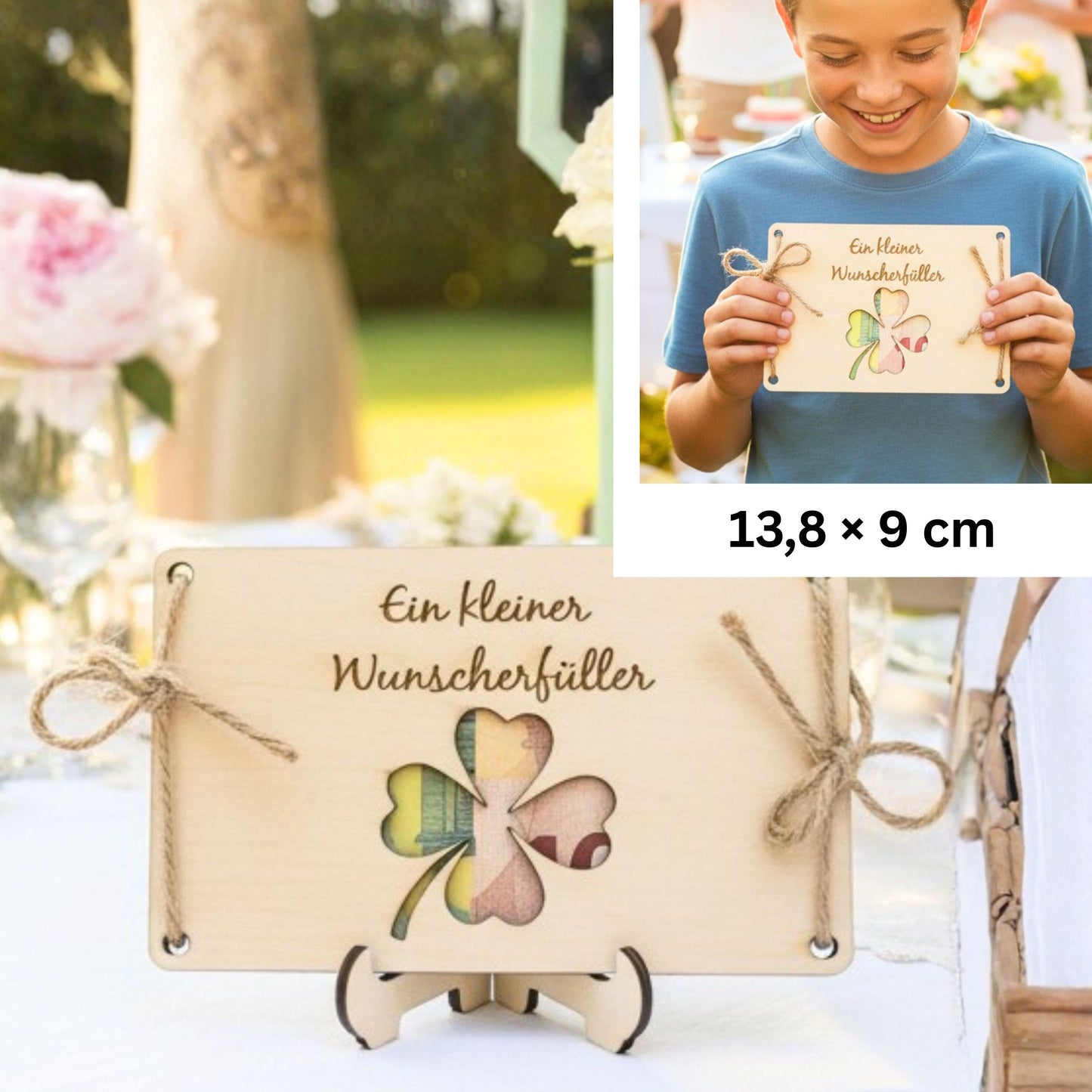 Geldgeschenk Zwei Herzen — personalisierte Hochzeitskarte in 3 Ausführungen