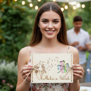 Geldgeschenk Geburtstag personalisiert – Pusteblume-Holzkarte „Make a Wish"