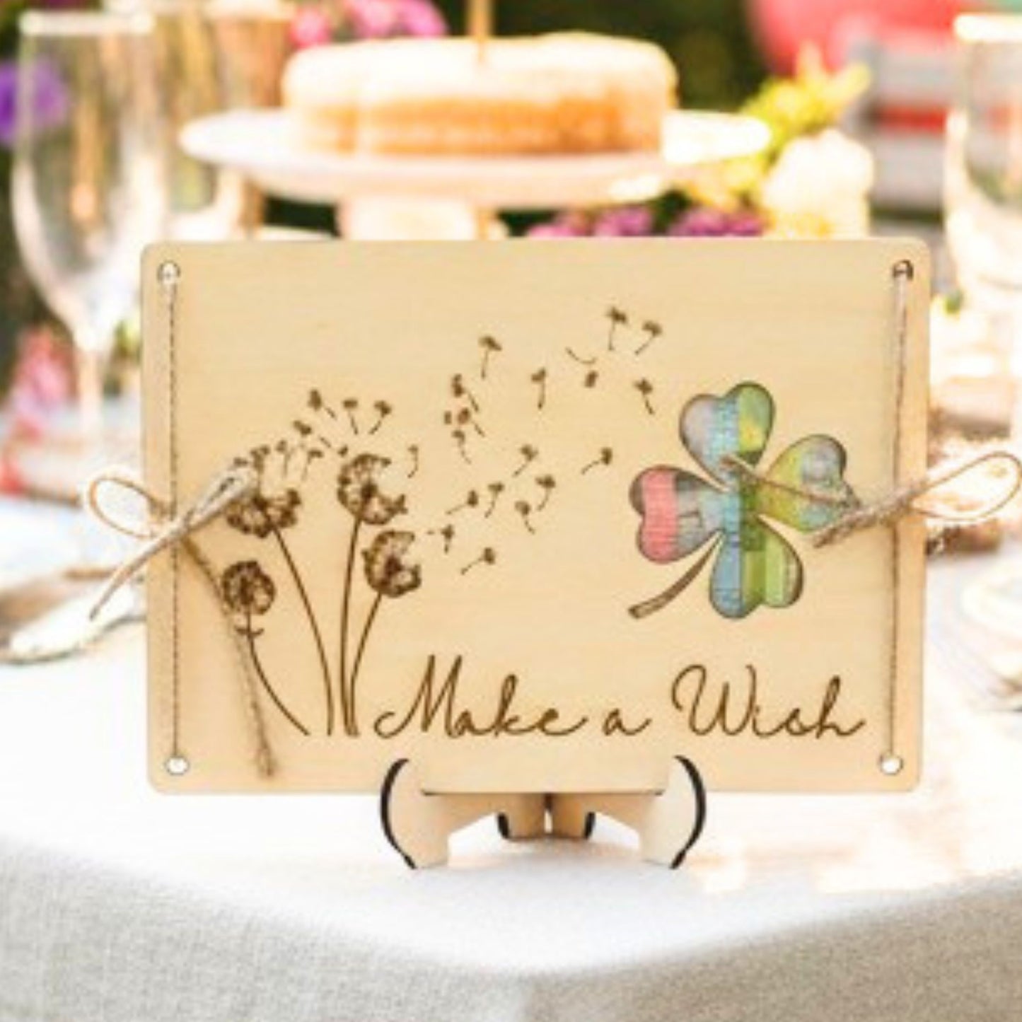 Geldgeschenk Geburtstag – „Make a Wish“ Holzkarte mit Pusteblume