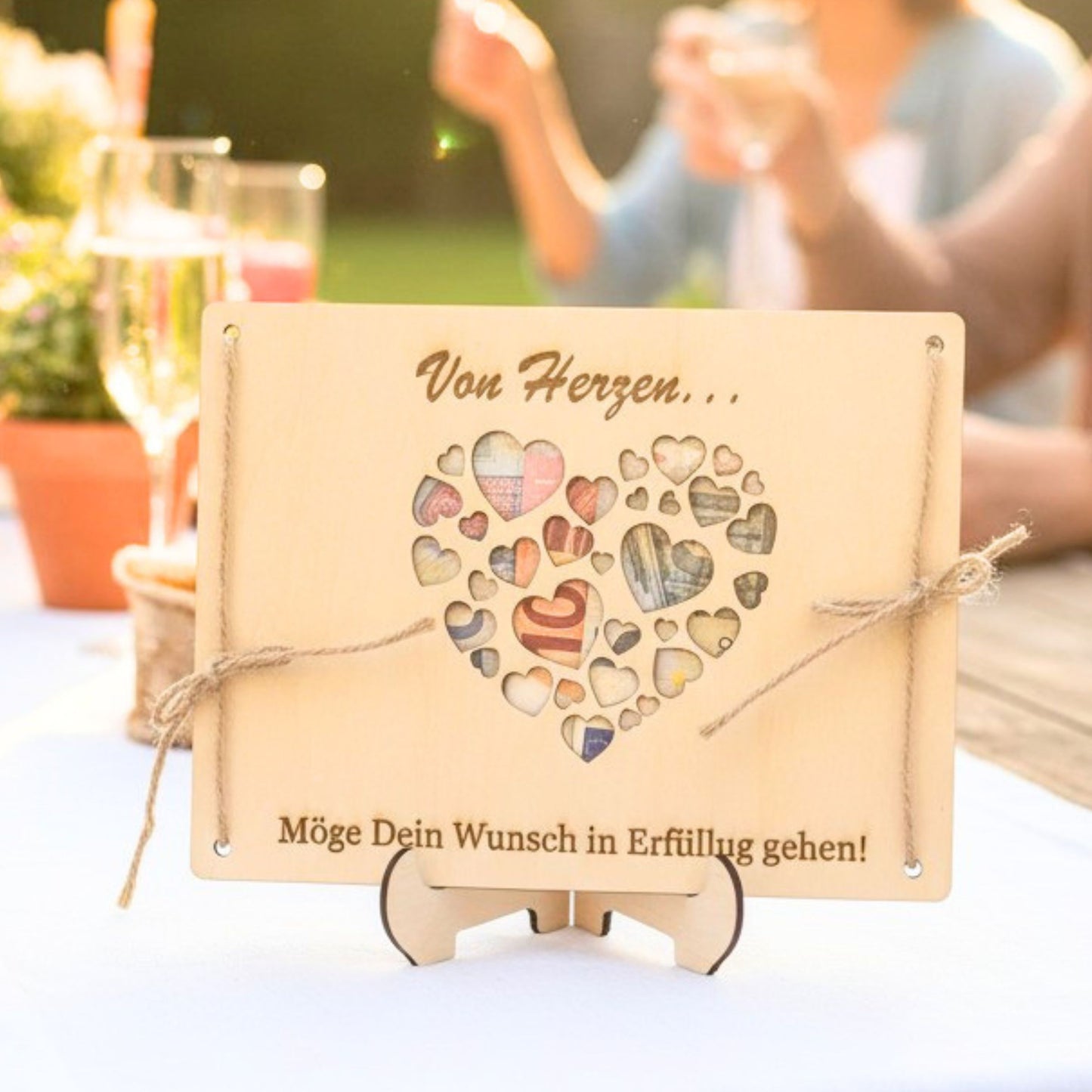 Geldgeschenk – Wunscherfüller „Von Herzen“ aus Holz
