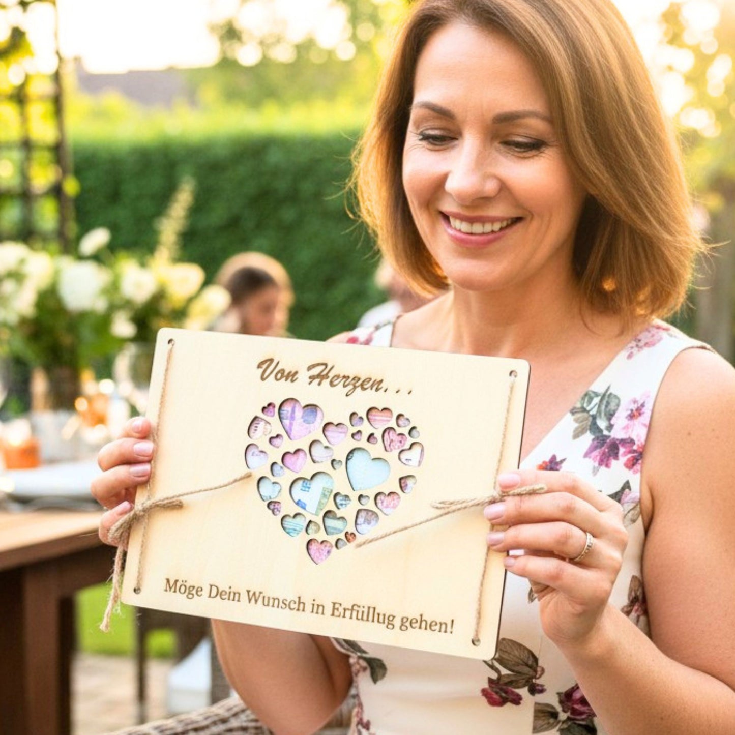Geldgeschenk – Wunscherfüller „Von Herzen“ aus Holz