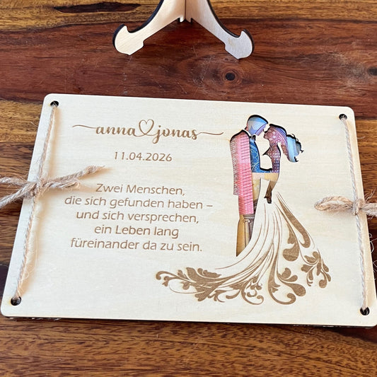 Geldgeschenk zur Hochzeit Zwei Meinschen mit Aufsteller