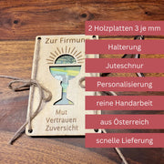 Geldgeschenk Kommunion personalisiert – Holzkarte Kelch & Name