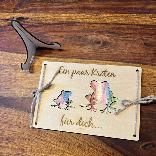 Geldgeschenk – „Ein paar Kröten für dich“ Holzkarte
