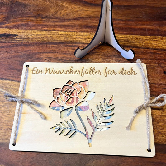 Geldgeschenk – Wunscherfüller Rose aus Holz