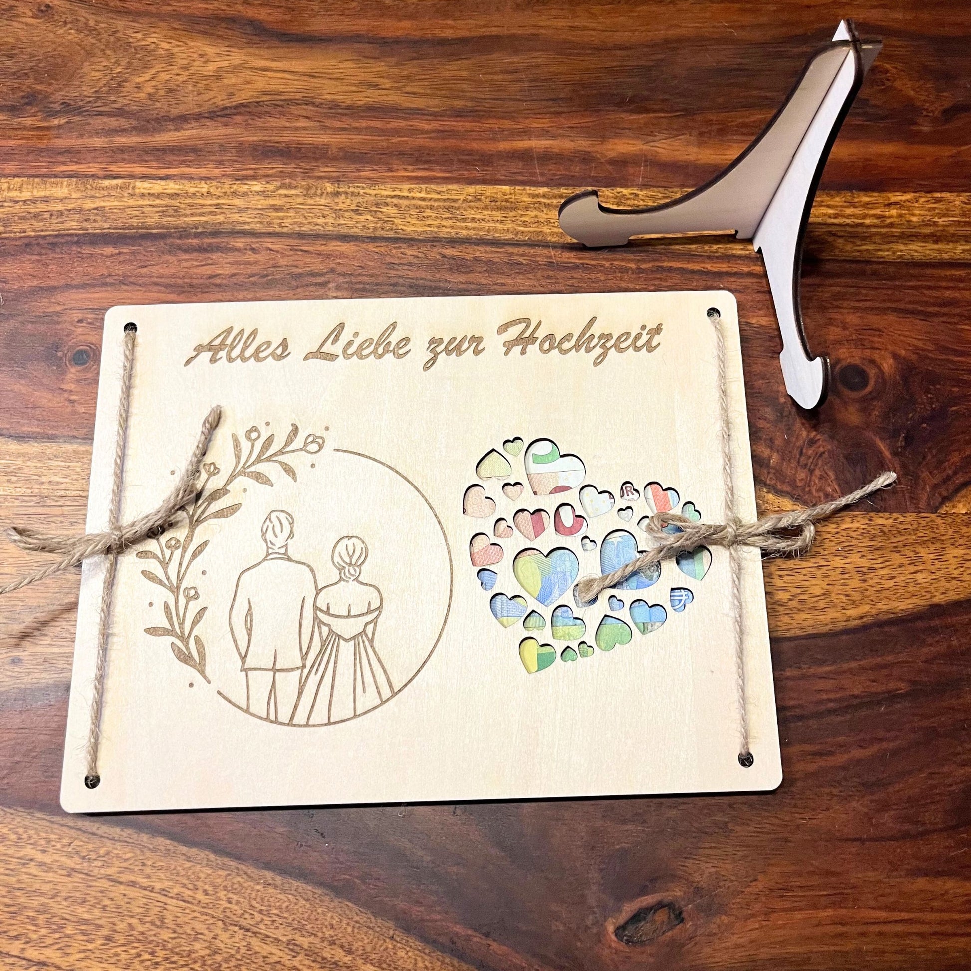Geldgeschenk Hochzeit Brautpaar mit Aufsteller