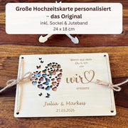 Geldgeschenk Hochzeit personalisiert – Holzkarte „Wir" mit Namen & Datum