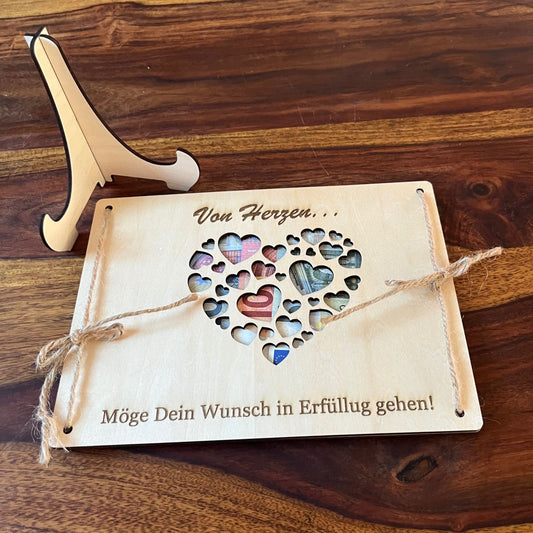 Geldgeschenk – Wunscherfüller „Von Herzen“ aus Holz