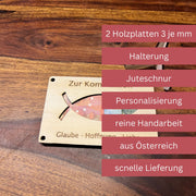 Geldgeschenk Kommunion personalisiert – Holzkarte Fisch & Name