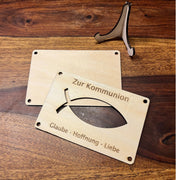 Geldgeschenk Kommunion personalisiert – Holzkarte Fisch & Name
